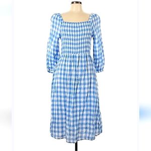 $7 add on- Smocked bodice Gingham Plaid Cotton Spring Midi Dress